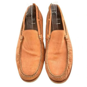 Polo mens flats size 11 Blackley orange leather 90s vintage preppy boat shoes